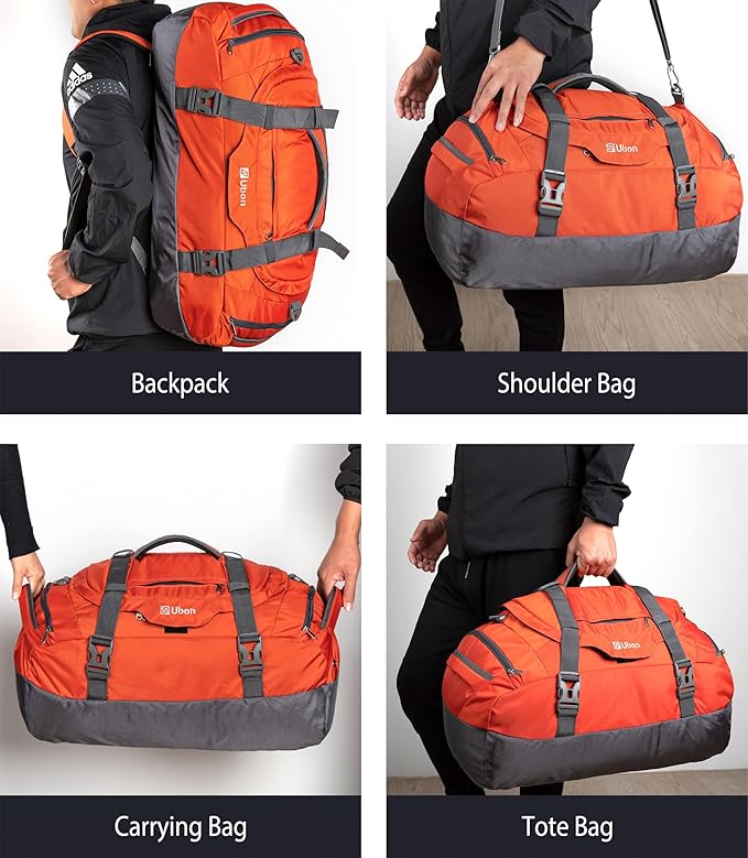 Ubon Large Duffel Bag Weekender Bags with Shoe Compartments 4-Way Sports Gym Backpack with Padded