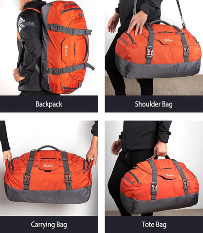 Ubon Large Duffel Bag Weekender Bags with Shoe Compartments 4-Way Sports Gym Backpack with Padded