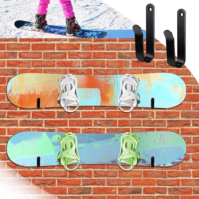 Snowboard Wall Mount Clips, Horizontal Snowboard Rack Display Stand, Snowboard Wall Mount Clips for