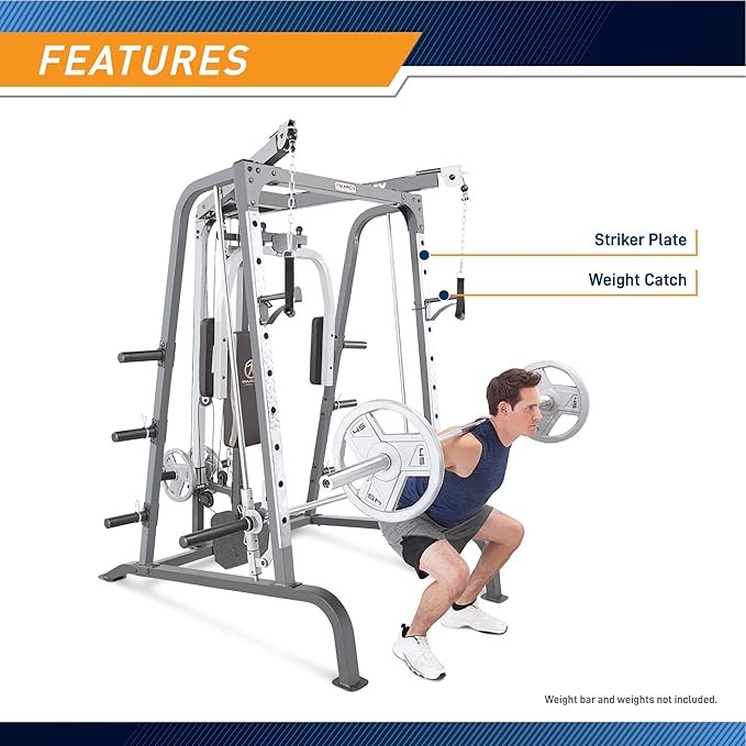 MARCY Smith Cage Workout Machine Full Body StrengthTraining Home Gym Equipment System with Leg