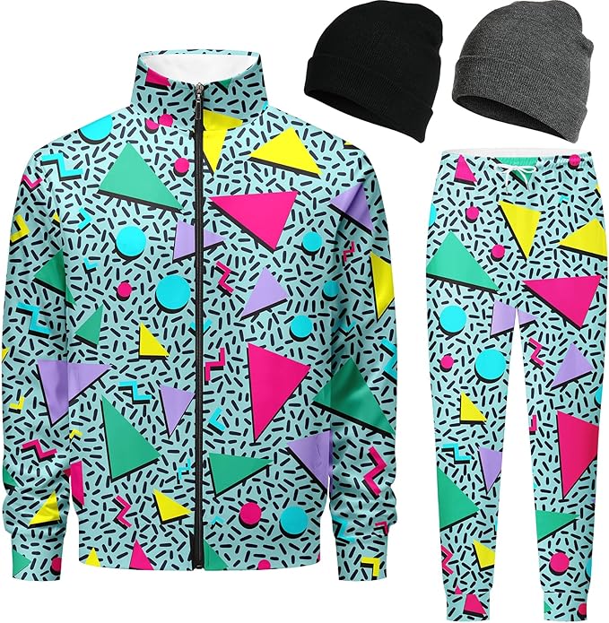 DOOPCCOR Men Track Suits Sets 80s outfit for men tracksuits sweatsuits 2 Piece sets Zip Casual