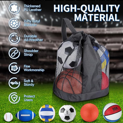 Leyndo 18 Pcs Sport Balls Bulk Set Basketball Football Volleyball Soccer Playground Baseball with