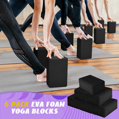 Wettarn 6 Pack Yoga Blocks 9 x 6 x 4 Inch EVA Foam Lightweight Non Slip Yoga Props for Pilates