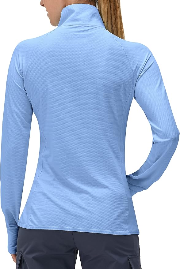 Women's UPF 50+ UV Sun Protection Clothing Long Sleeve Athletic Hiking Shirts Lightweight SPF Zip