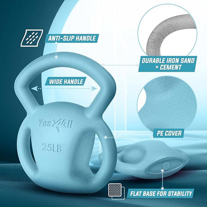 Yes4All Kettlebell, Strength Training Kettlebells for Women, Wide Multi-grip Textured Handle for