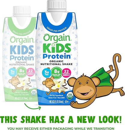 Orgain Organic Kids Protein Nutritional Shake, Vanilla - 8g of Protein, 22 Vitamins & Minerals