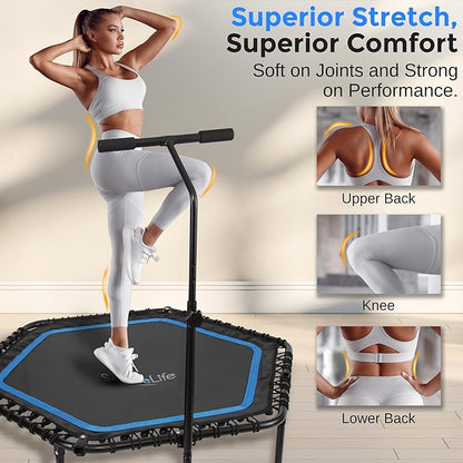 SereneLife 40"/50" Mini Trampoline for Adults - 450/550LBS Fitness Trampoline with Reinforced