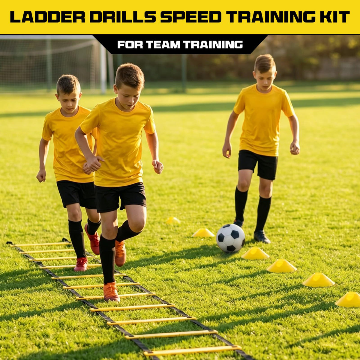 2 Pack 20ft Agility Ladder Set, 40ft Total Adjustable Speed Ladder with 12 Cones, 8 Stakes, 1 Carry