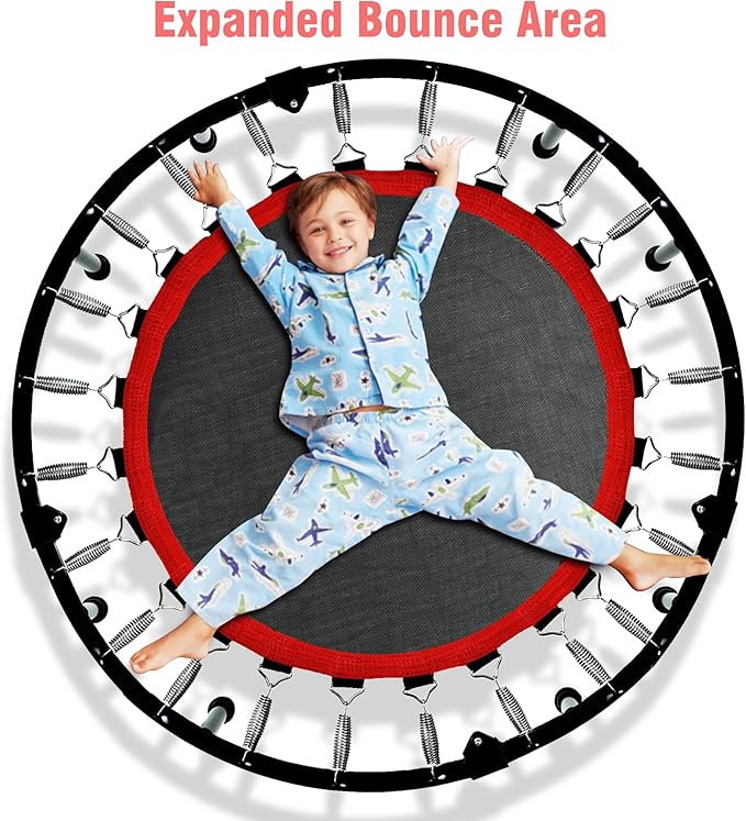450 LBS Foldable Mini Trampoline for Adults & Kids 40" Rebounder Trampoline with Adjustable Foam