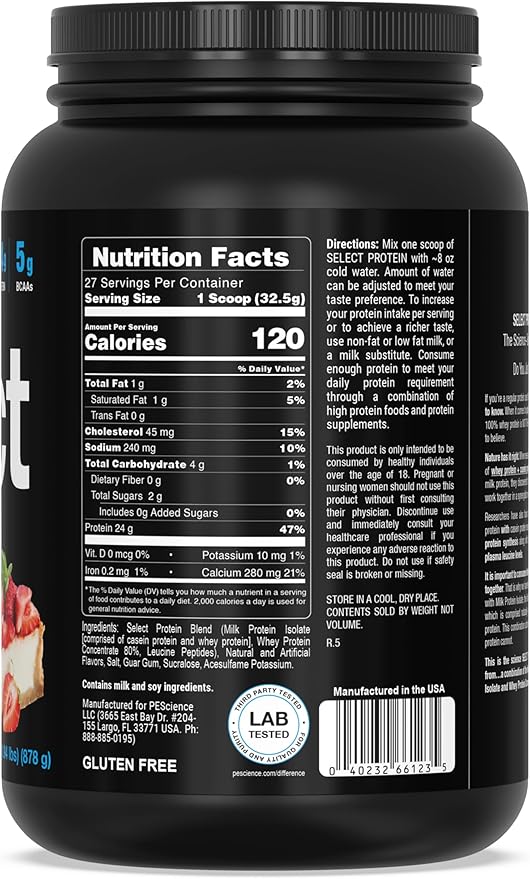 PEScience Select Protein Powder, Whey and Casein Blend, Clean Protein Powder for Women and Men, Low