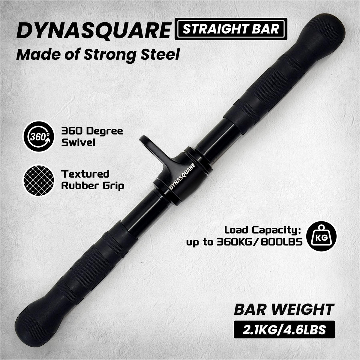 DYNASQUARE LAT Pulldown Attachments Combo, Curl Pulldown Bar with 360° Rotation, Fits Most Gym