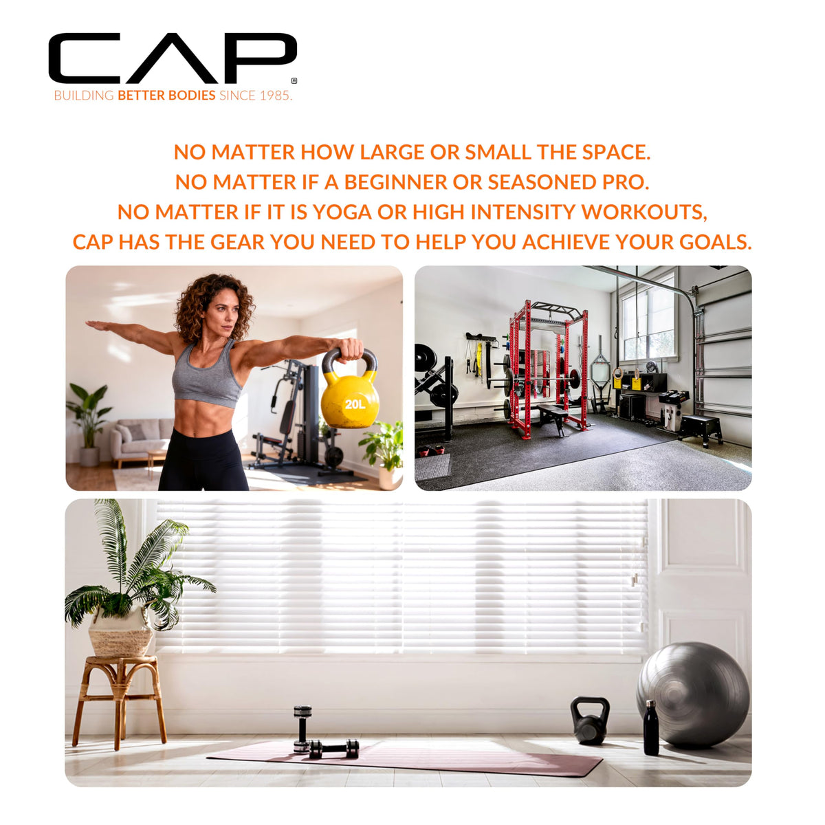 CAP Barbell 35 LB Neoprene Coated Cast Iron Kettlebell - Gray