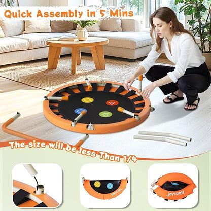 3FT Toddler Trampoline with Adjustable Handlebar, 36" Foldable & Spring-Free, Mini Kids Indoor