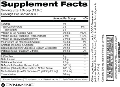 Jocko Fuel Pre Workout for Men & Women - High Stim Low Sugar Blend with Beta Alanine +
