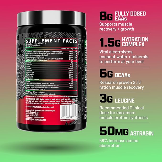 Nutrex Research EAA Hydration | EAAs + BCAAs Powder | Muscle Recovery, Strength, Muscle Building