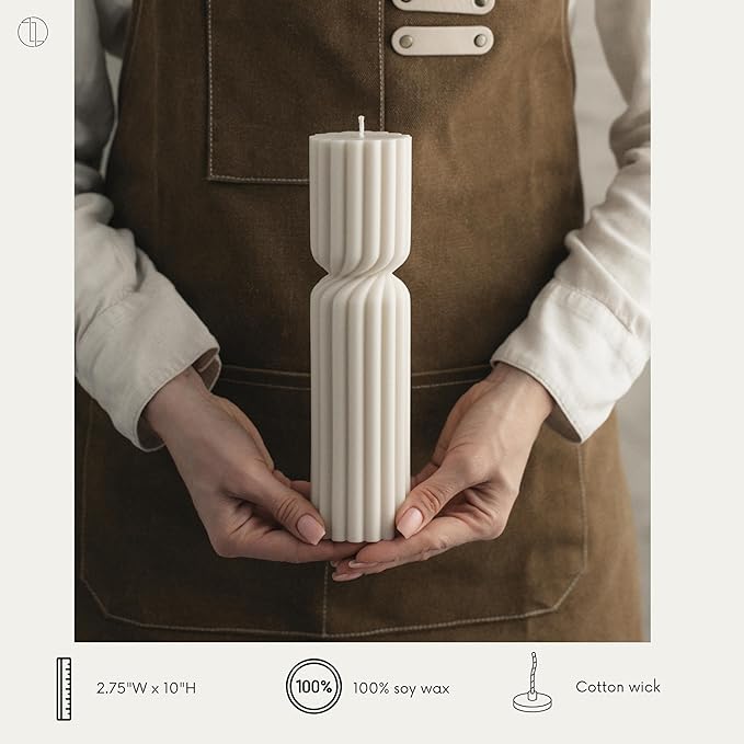 LAWA Spiral Spire Candle - Large Beautiful Handmade Pillar Scented Soy Wax Elegant Bubble Aesthetic