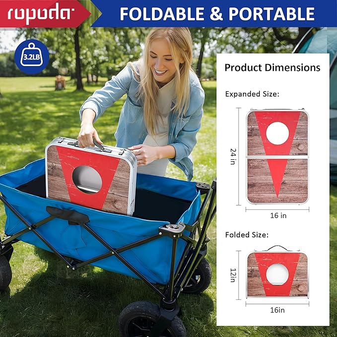 ROPODA Portable Cornhole Board Set,24 x 16 in Corn Hole Games for Adults with 8 Bean Bags