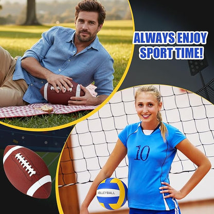 8 Pcs Sports Balls Set Include Basketball Football Soccer Volleyball with 2 Sport Equipment Bags 2
