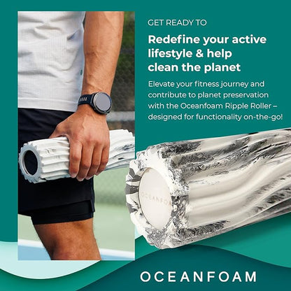 Oceanfoam Ripple Travel Foam Roller (11" x 3.35") Firm Mini Foam Roller for Physical Therapy, Deep