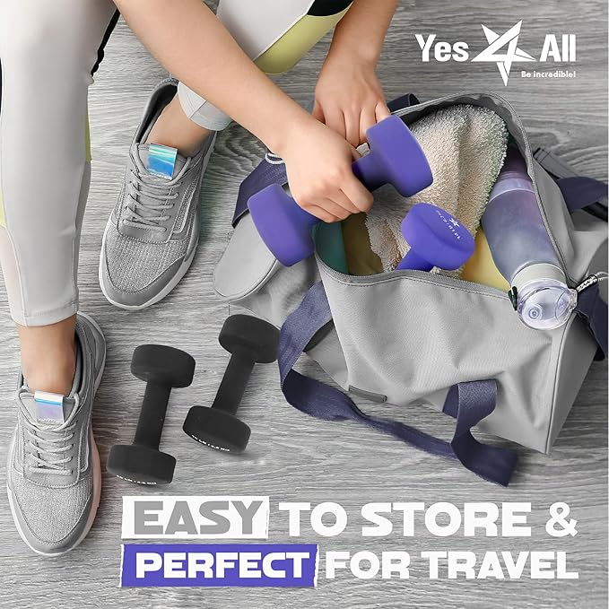 Yes4All Neoprene Coated Dumbbell Hand Weight Sets of 2 - Multiple Weight Options with 15 Colors