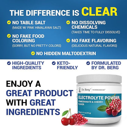 Dr. Berg Zero Sugar Hydration Keto Electrolyte Powder - Enhanced w/ 1000 mg of Potassium & Real