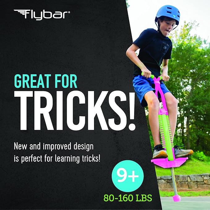 Flybar Master Pogo Stick for Kids Ages 9+, 80–160 lbs – Easy Grip Handles – Active Exercise Toy for