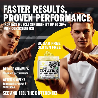 Creatine Monohydrate Gummies (5g) – Pre-Workout Energy & Muscle Growth Support for Men & Women |