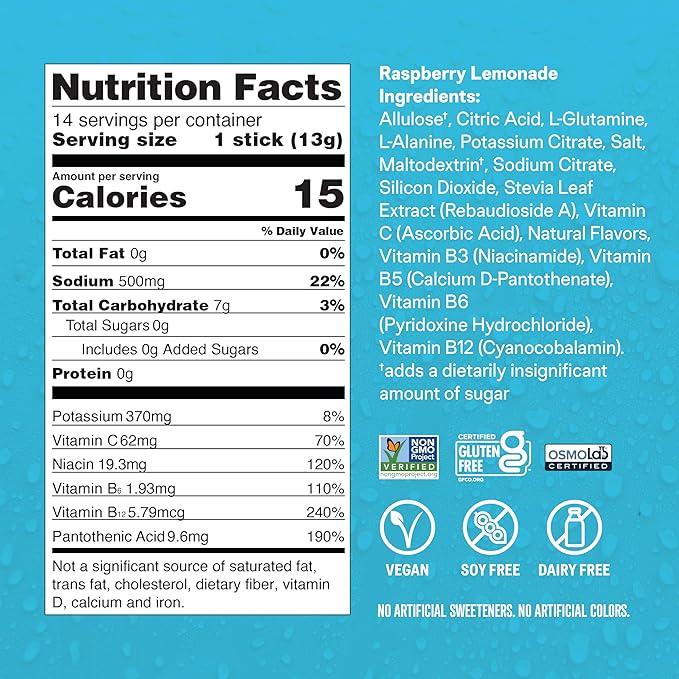 Liquid I.V.® Hydration Multiplier Sugar Free – Raspberry Lemonade | Electrolyte Powder Drink Mix |