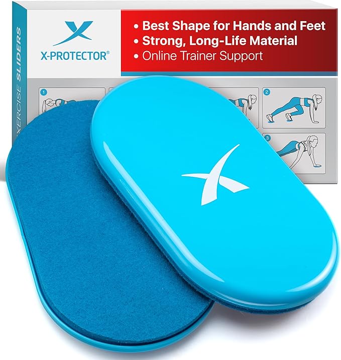 X-Protector Sliders for Working Out - 2 PCS - Double-Sided Exercise Sliders for Hard & Carpeted