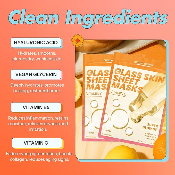Vitamin C Face Mask ??Dermatologist Tested, Anti-Aging, Korean Skin Care, Evens Tone Hydrates