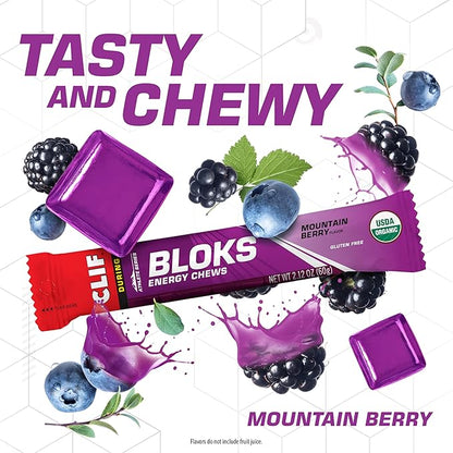 CLIF BLOKS - Mountain Berry Flavor - Energy Chews - Non-GMO - Plant Based - Fast Fuel for Cycling