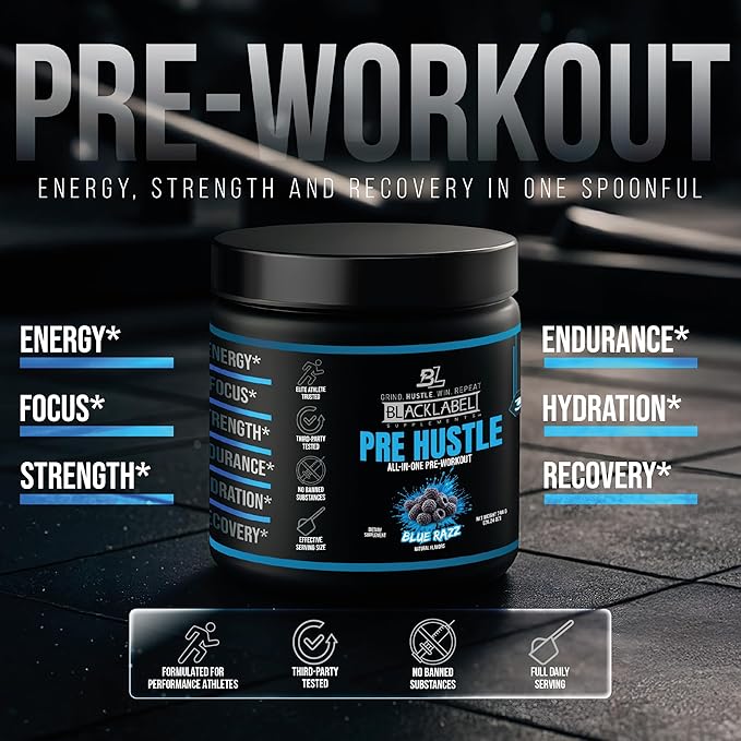 BLACKLABEL Supplements PRE Hustle V3 Pre-Workout Powder ??NSF Certified for Sport ??Energy