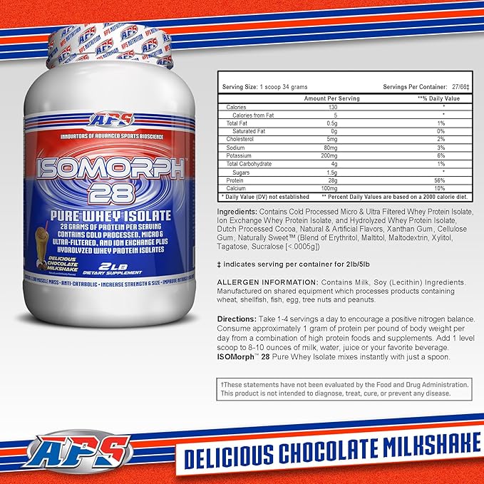 APS Nutrition IsoMorph 28 Protein Powder | Pure Whey Isolate | Cold Pressed, Ultra- Filtered, & Ion
