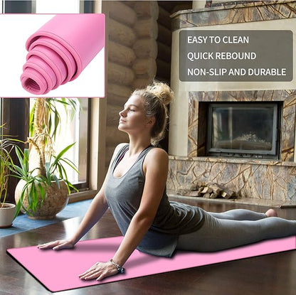 Yoga Mat Set for Beginners,Yoga Mat with Carrying Strap,Yoga Blocks 2 Pack with Yoga Strap,Yoga