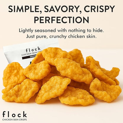 Flock Keto Chicken Skin Chips – Original Flavor, Low Carb, High Protein, Gluten-Free Chicken