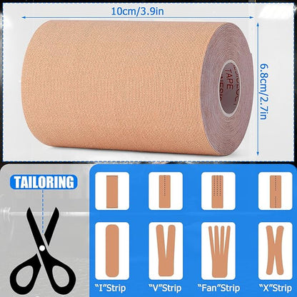 4 Rolls Kinesiology Tape, 4in x 5.5yd Extra Wide Breathable Muscle Support Adhesive Sport Tape for