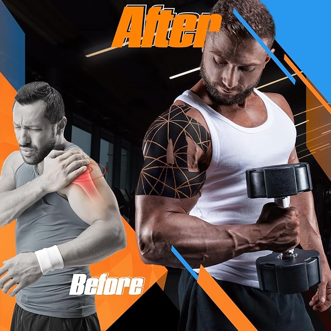 Geiserailie 20 Pcs Precut Kinesiology Tape for Shoulder, Pain Relief Pre Cut Sports Waterproof