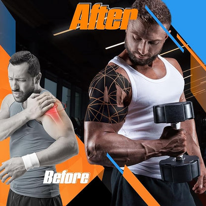 Geiserailie 20 Pcs Precut Kinesiology Tape for Shoulder, Pain Relief Pre Cut Sports Waterproof