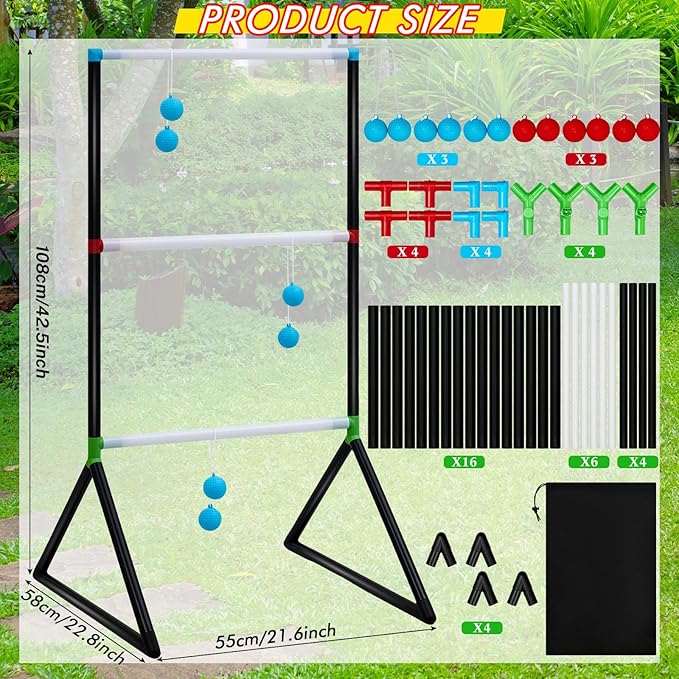 Sosation Light up Ladder Ball Set 6 Glow in The Dark Ball 2 LED Ladder Toss Outdoor Lawn Toss Game