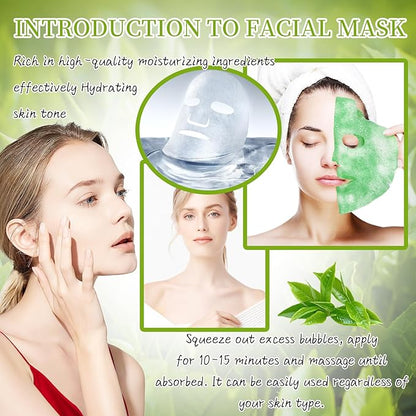 10 Sheets Face Masks Skincare O2 Bubble Green Tea Face Mask, Cleaner Bubble Sheet Masks Foaming