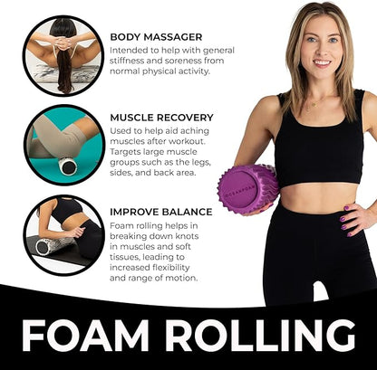Oceanfoam Tidal Roller - Magenta - Muscle Massage Foam Roller for Back Pain & Stretching - Firm and