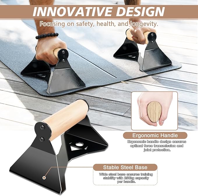 Parallettes Bars - Wooden Calisthenics Equipment for Handstand Training, Push Up Bars &