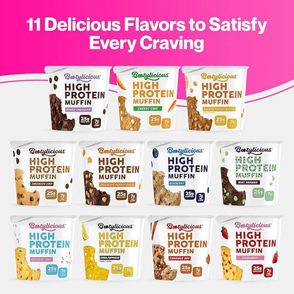 Bootylicious | High-Protein Muffin | 25g Protein, 7g Net Carbs, 2.32-2.75oz Cup, 12-Pack (Birthday