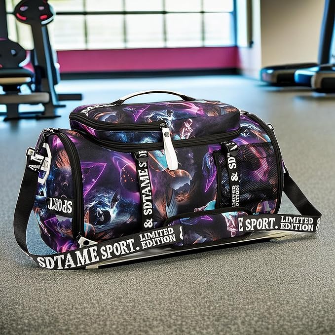 Gym Duffle Bag Backpack with Shoe Compartment,4 ways Travel Backpack for Women and