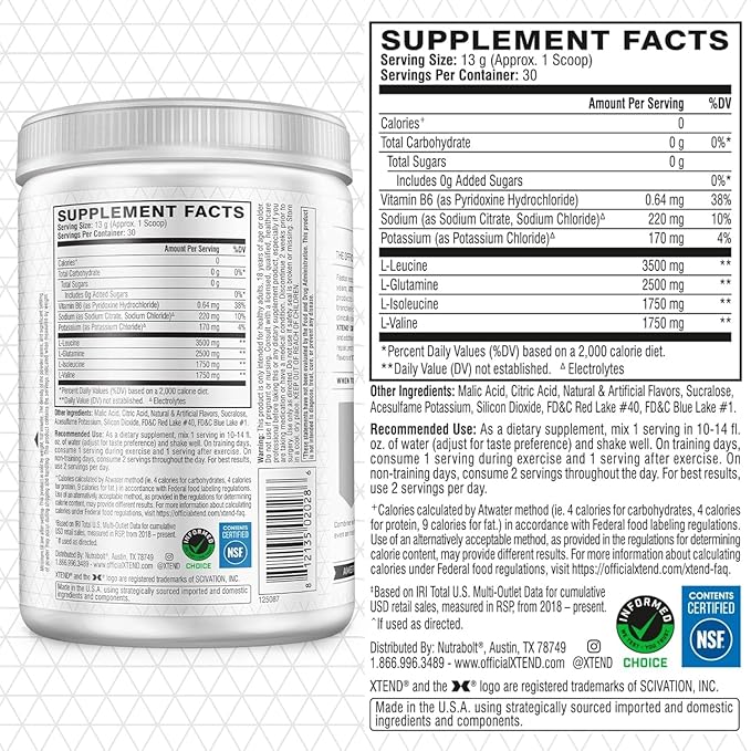 Original BCAA Powder 7g BCAA and 2.5g L-Glutamine, Sugar Free Post Workout Muscle Recovery Drink