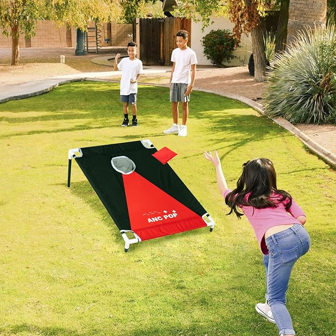 Portable Cornhole Game Set PVC Framed Corn Holes Outdoor Game Set 3 x 2 feet with 8 Bean Bags and