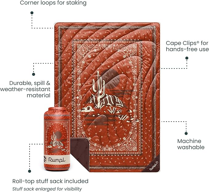 Rumpl Original Puffy Blanket - Warm, Water-Resistant Camping Blanket with 100% Recycled Synthetic