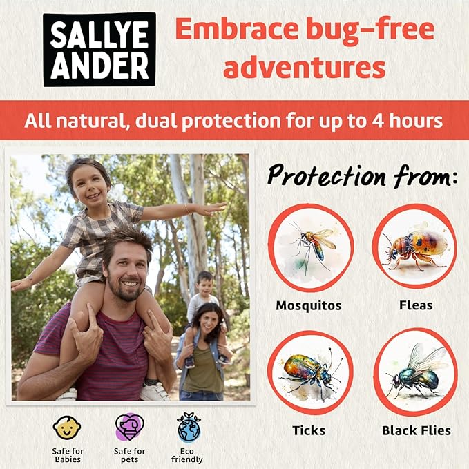 SALLYEANDER No Bite Me All-Natural Bug & Insect Repellent - Anti Itch Cream - 8 oz - Safe for Kids