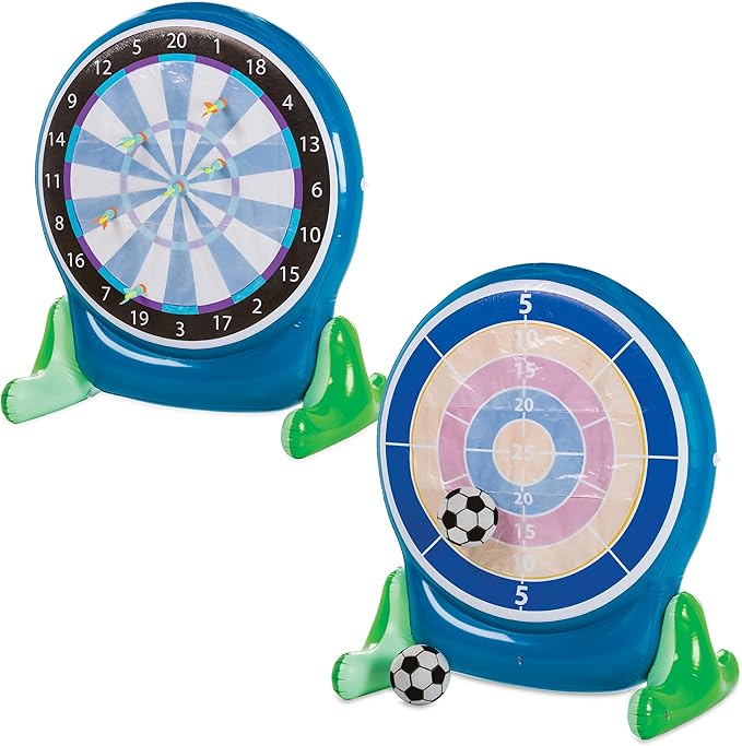 Hearthsong Jumbo 57-Inch Inflatable 2-in-1 Darts and Soccer Set with Double-Sided Scoreboard, Two