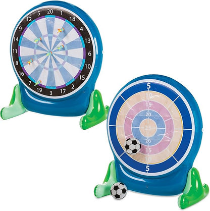 Hearthsong Jumbo 57-Inch Inflatable 2-in-1 Darts and Soccer Set with Double-Sided Scoreboard, Two